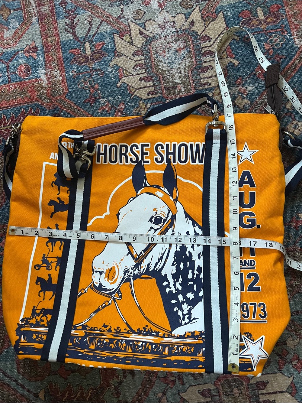 Rebecca Ray Mary Ann Horse Show Tote in orange Equestrian Dallas Pa. - Picture 8 of 11